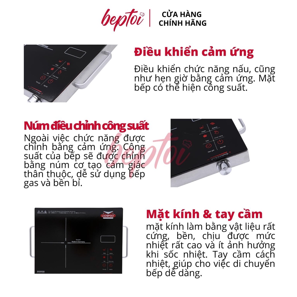 Bếp hồng ngoại đơn không kén nồi, bếp điện hồng ngoại Ladomax HA-666 công suất 2200W