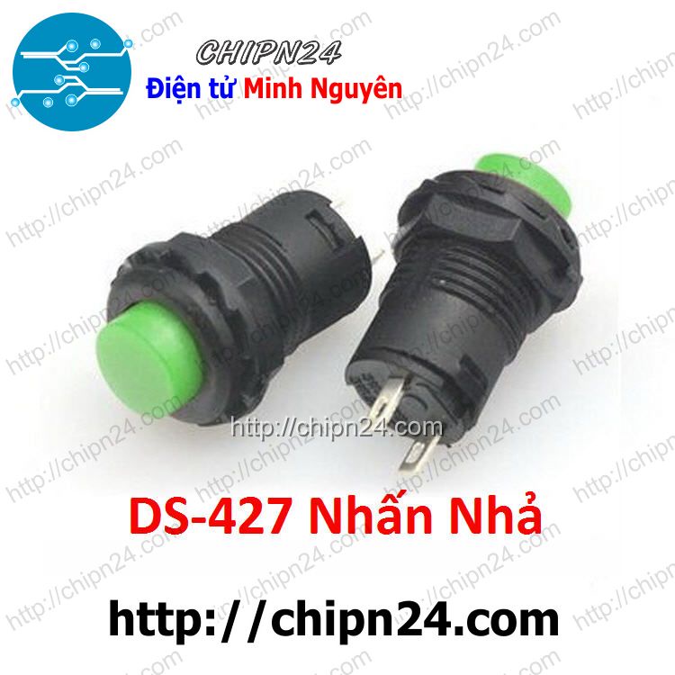 [2 CÁI] (G13) Nút nhấn Nhả DS-427 Xanh Lá (Đường kính 12MM)
