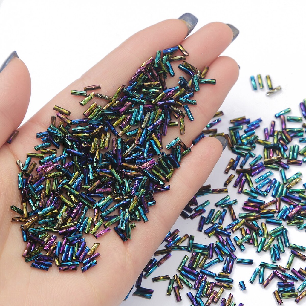 Set 300 hạt cườm thủy tinh 2x6mm dùng làm trang sức diy