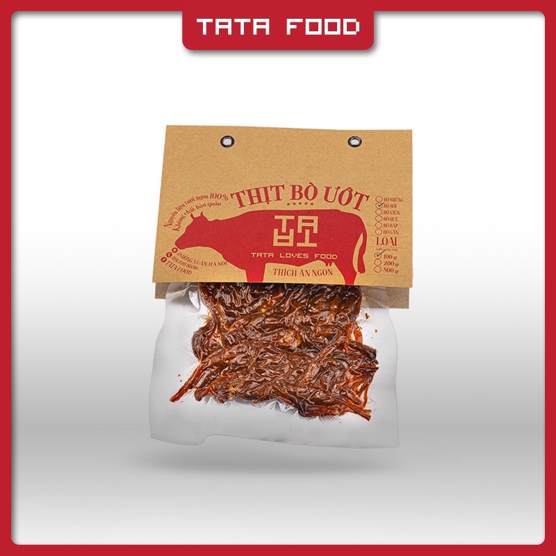 Khô bò sợi ướt cháy tỏi 500g TATA Food đồ ăn vặt Hà Nội gói BSU5