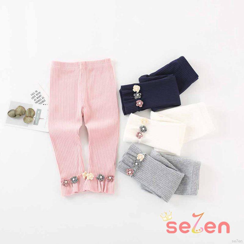 Quần legging cotton đính nơ xinh xắn cho bé gái