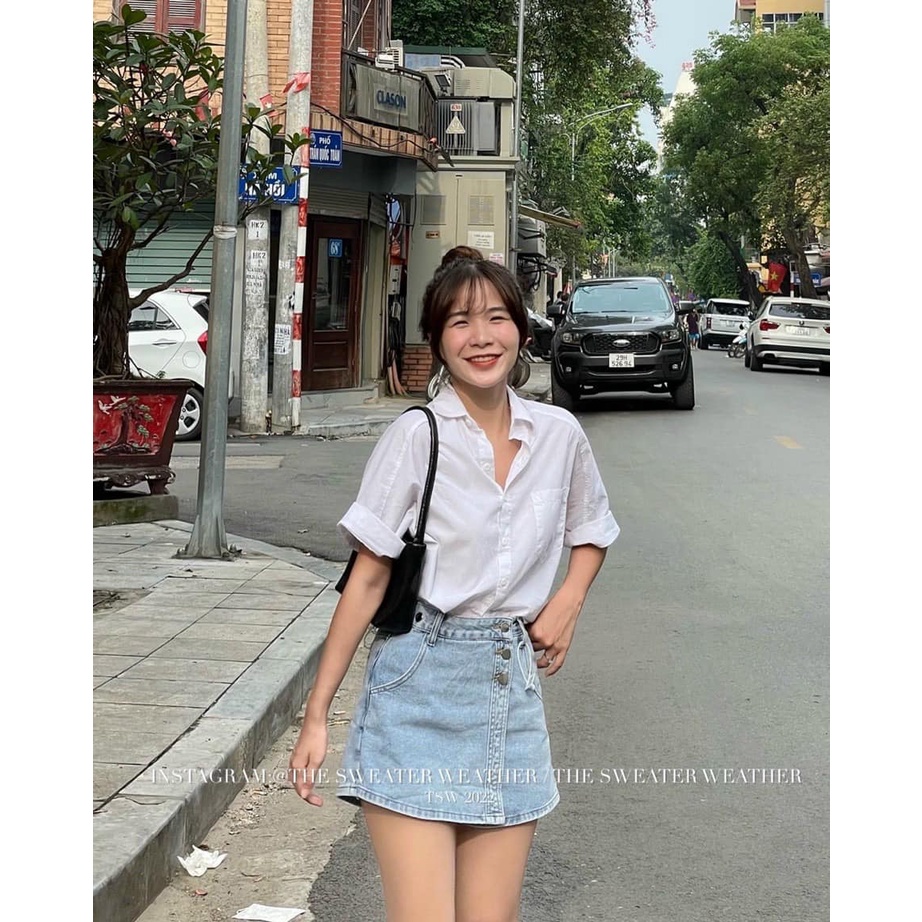 Áo sơ mi thô tay dơ.i mới