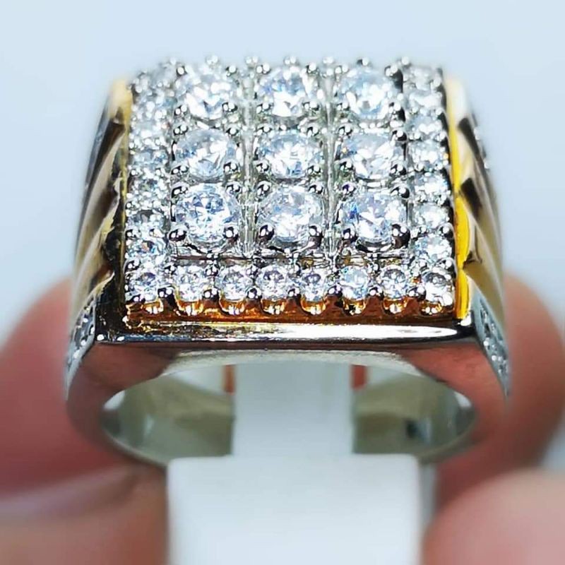 Nhẫn Mạ Vàng Trắng Đính Đá Zircon 9 Đôi