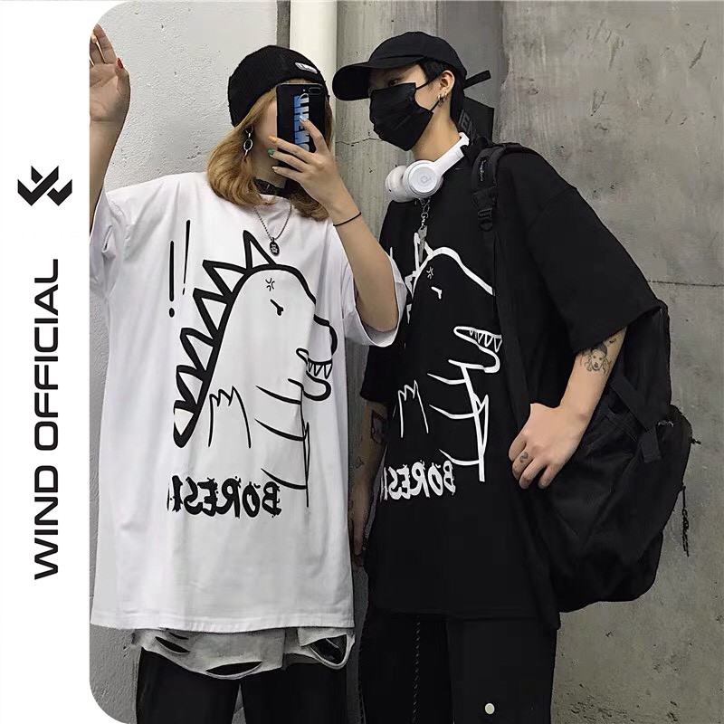 Áo thun tay lỡ Wind phông unisex Khủng Long nam nữ oversize cotton ulzzang