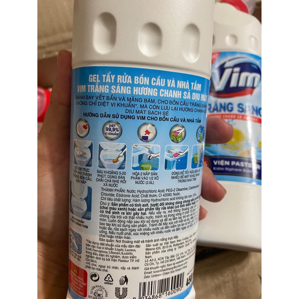 Combo 2 Chai Tẩy Trắng Sáng Vim 450ml