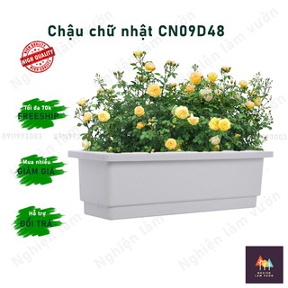 Chậu Trồng rau Thông Minh, Trồng Hoa, trồng cây bằng Nhựa Hình Chữ Nhật Size 48x20x16cm Hàng Công Ty