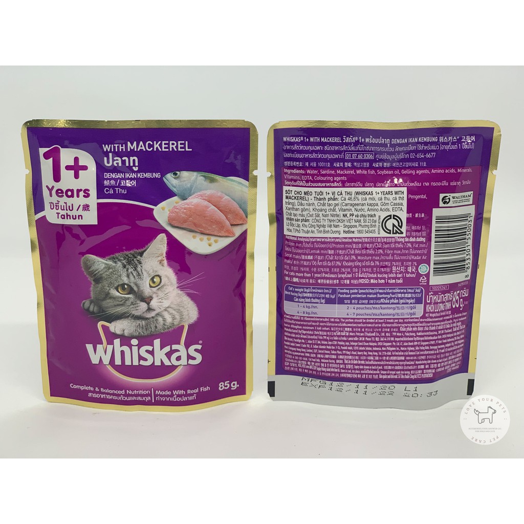 Whiskas pate - Thức ăn nhiều vị cho mèo con và mèo lớn dạng túi 80g