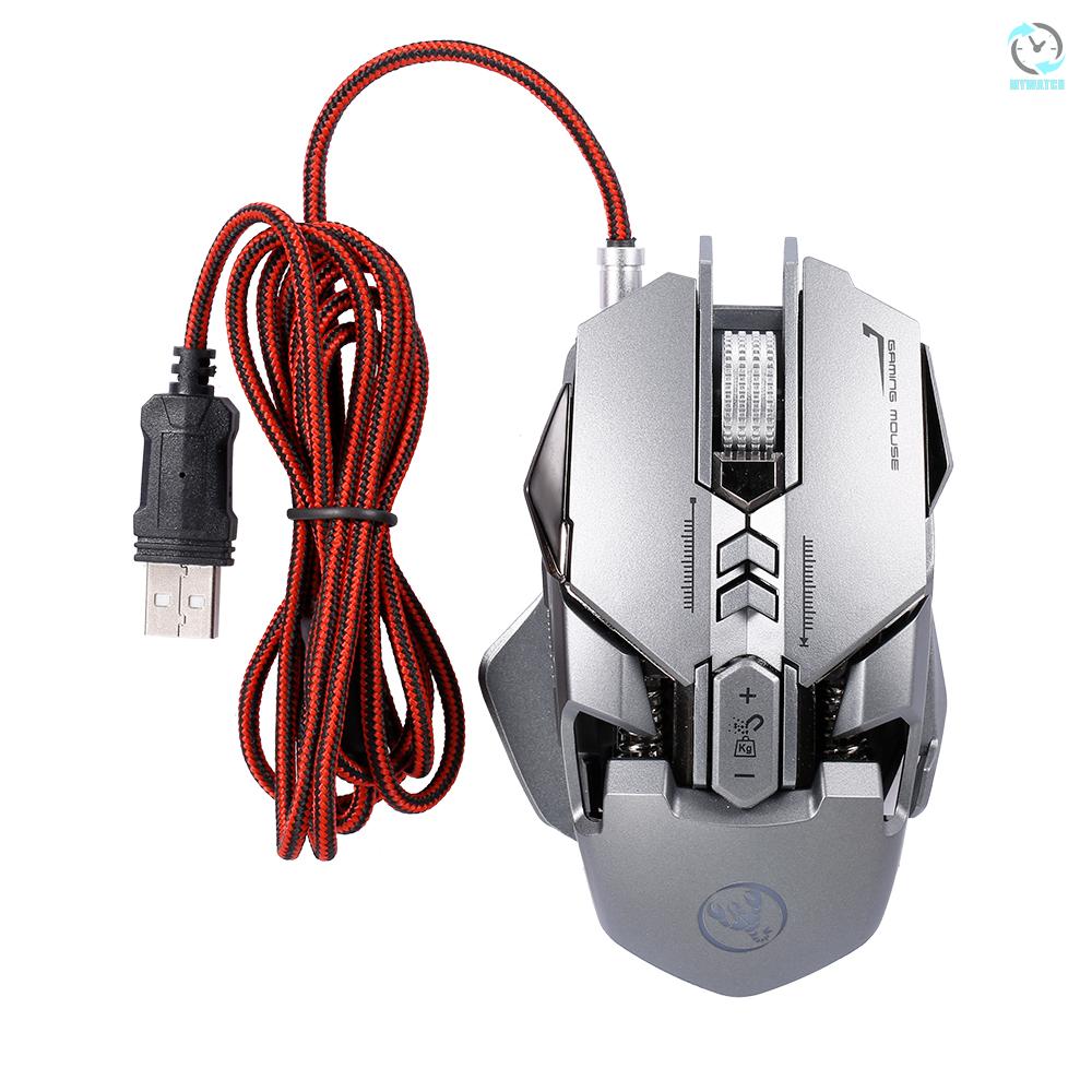 Chuột chơi game có dây M HXSJ J800 lập trình macro bảy phím 6 DPI có thể điều chỉnh hiệu ứng ánh sáng RGB nhiều màu sắc