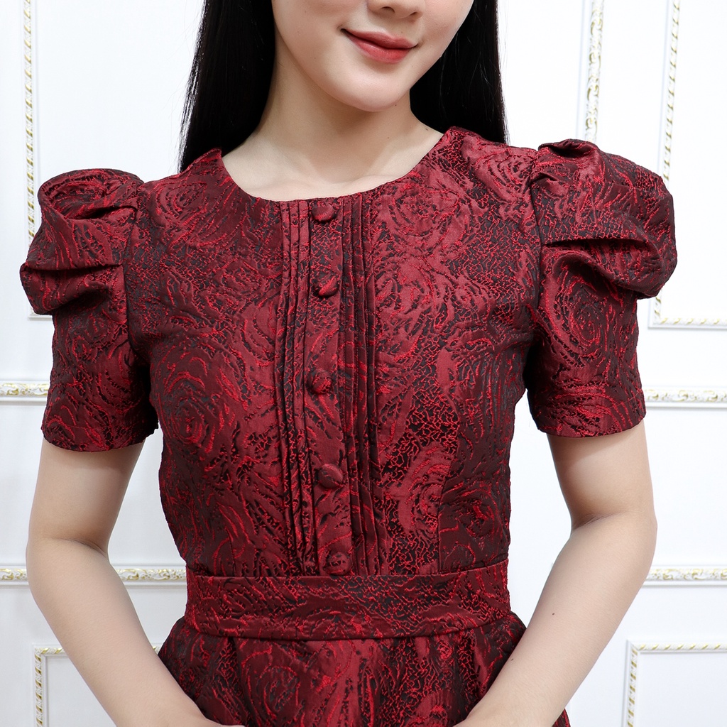 Váy Công Sở Dự Tiệc Sang Trọng Bigsize AMYRA, Thiết Kế Dáng Chữ A Ôm Body Đính Ngọc Cao Cấp Đi Làm Đi Tiệc DA164