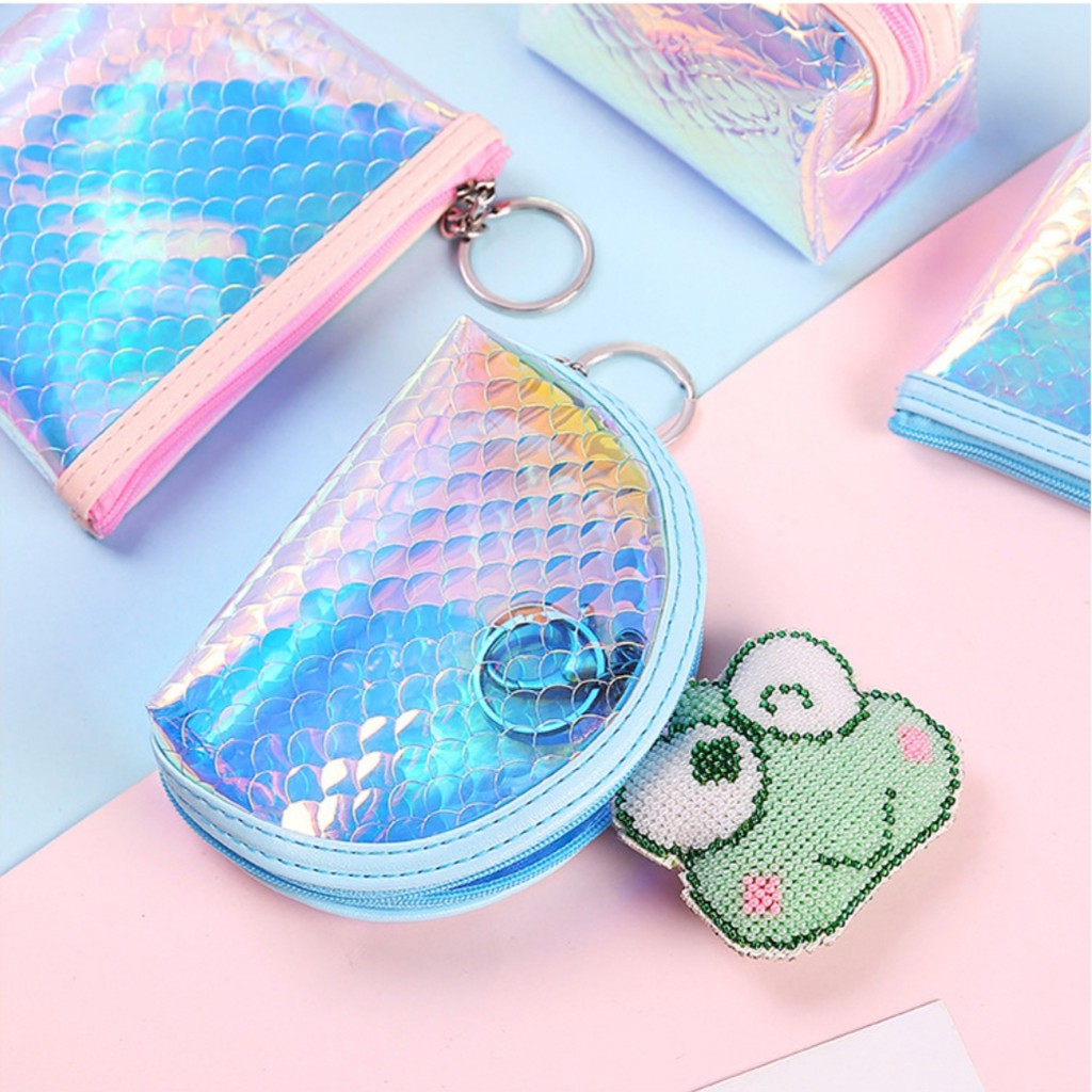 👛VÍ/BÓP NỮ CẦM TAY VẢY CÁ HOLOGRAM MINI👝