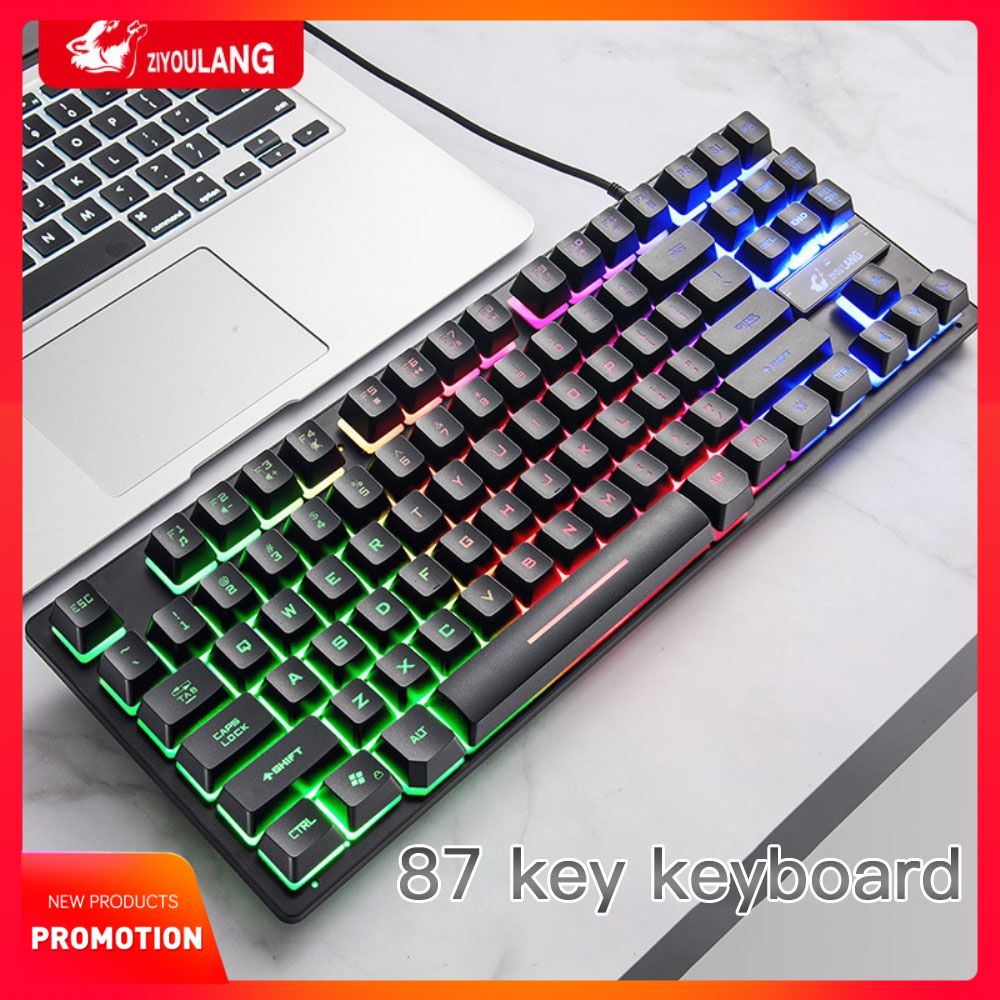 Bàn Phím Cơ Chơi Game 87 Phím Có Đèn Led Rgb Cổng Usb Cho Pc / Laptop