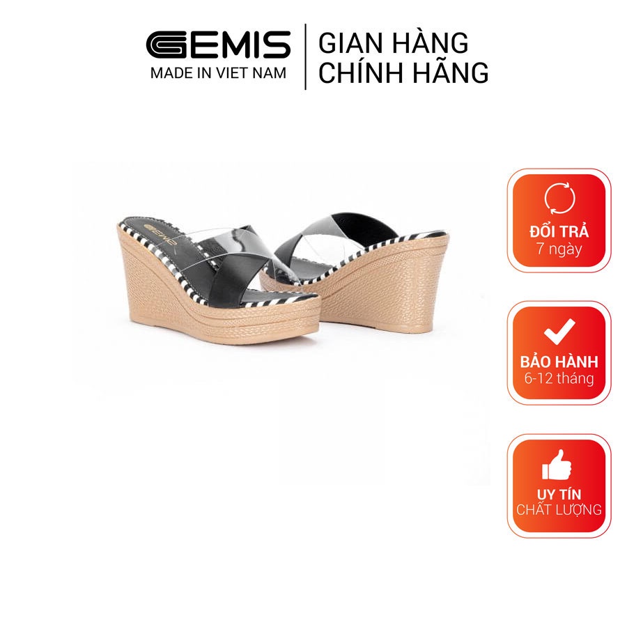 Giày đế xuồng quai chéo 9cm Gemis – GM00268 Đen/Trắng/Xanh