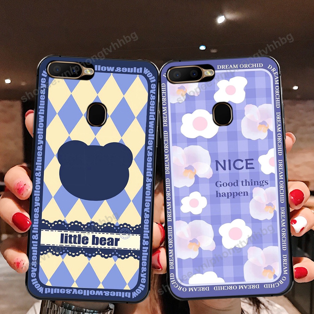 Ốp lưng Oppo A5s / A7 / F9 / A12 / Realme 2 Pro trái tim gấu thể thao , smile mặt cười cực cute