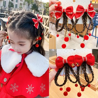 Phụ Kiện Tóc Giả Thắt Nơ Phong Cách Hanfu Cho Bé Gái