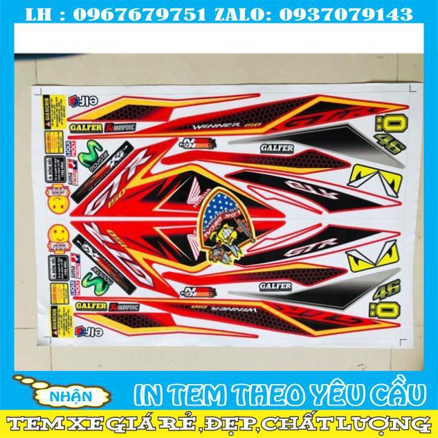 Tem rời winner dán xe đỏ 3 lớp