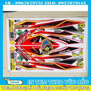 Tem rời winner dán xe đỏ 3 lớp