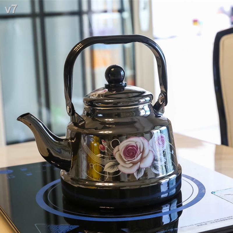 TG 1.7 lít nồi tráng men đen retro cổ phẳng đun nước sôi pha trà hình chuông bếp gas âm phổ thông