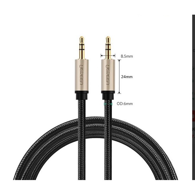 Cáp Audio AUX 3,5mm dài 5m chính hãng Ugreen 40783 bọc vải cao cấp
