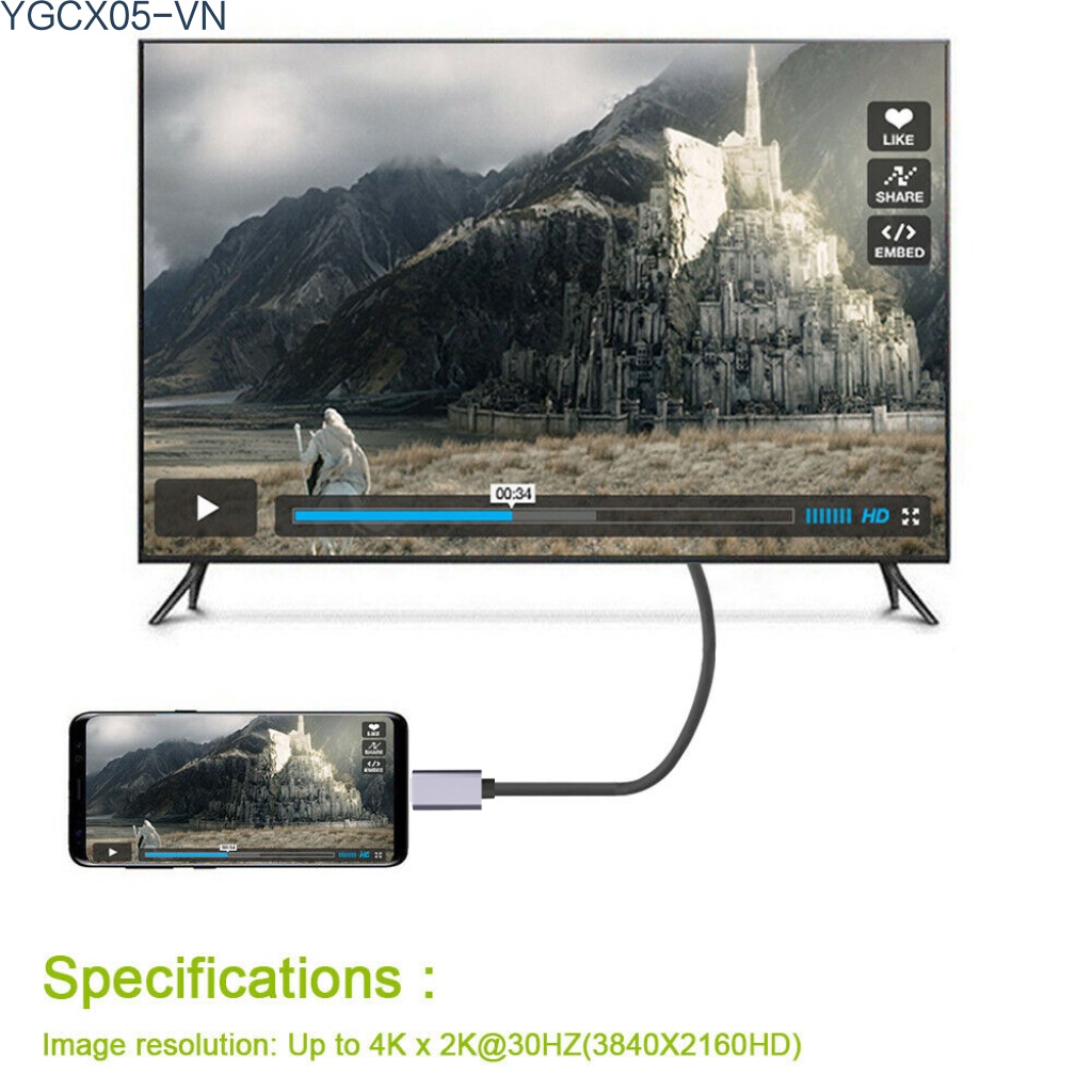 Dây Cáp Thẻ Video 4k Hd 2m Hdmi-Compatible Cổng Usb Type C Hỗ Trợ Phát Sóng Trực Tuyến | BigBuy360 - bigbuy360.vn