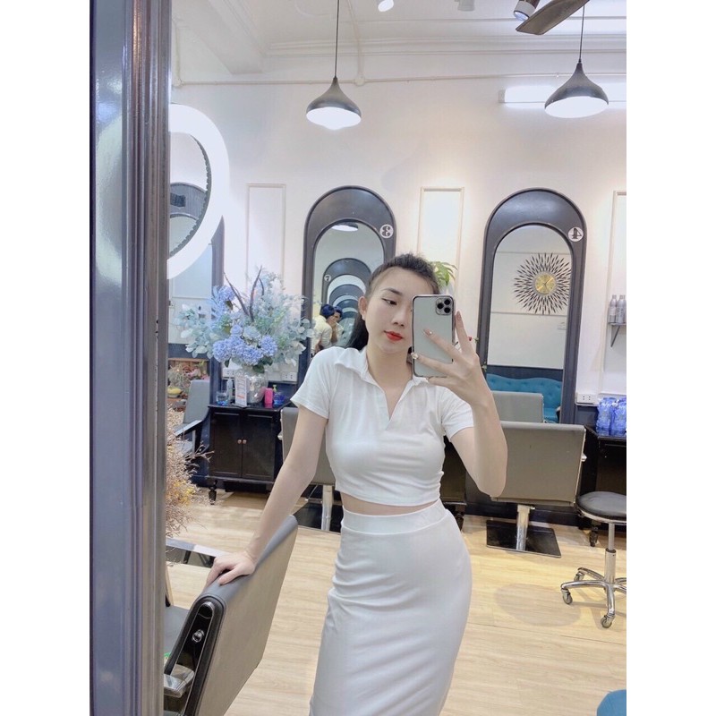 Set vay body áo cổ bẻ