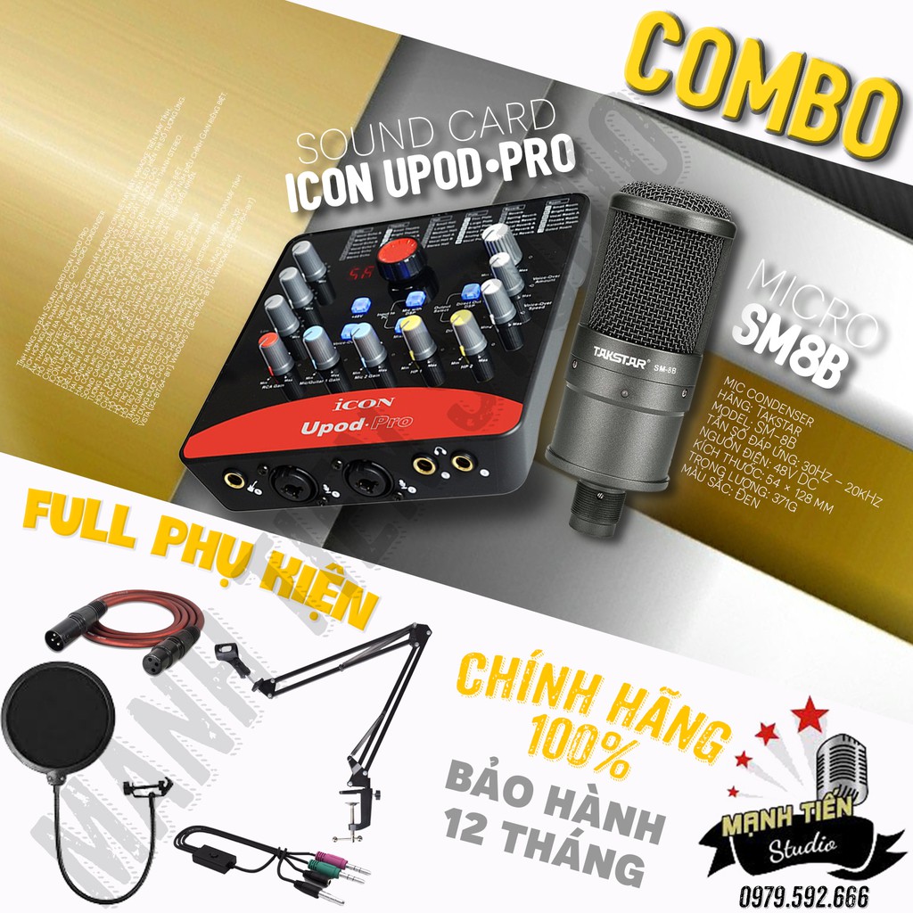 Trọn Bộ Combo Micro Takstar SM8B + Soundcard Icon Upod Pro + Full Phụ Kiện