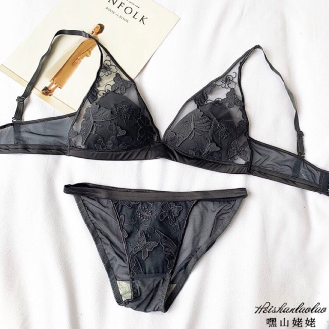 Bộ Đồ Lót Bralette Ren Bướm Mút Mỏng S047