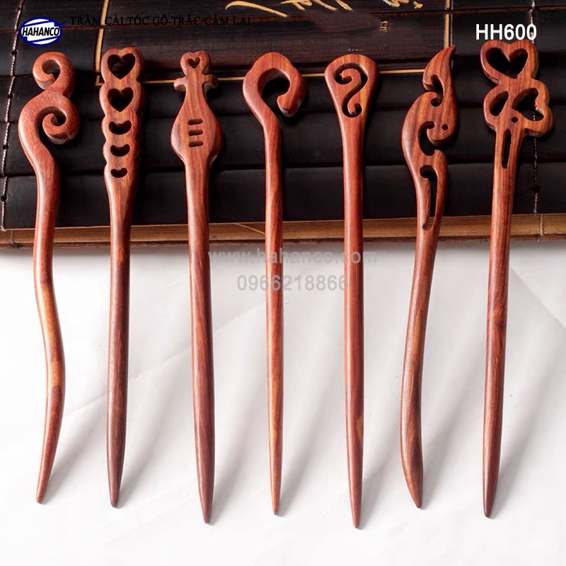 Trâm Cài Tóc Cổ Trang Dễ Thương Bằng Gỗ Trắc/Cẩm Đục Khắc Tỉ Mỉ (Hh600) Hahanco