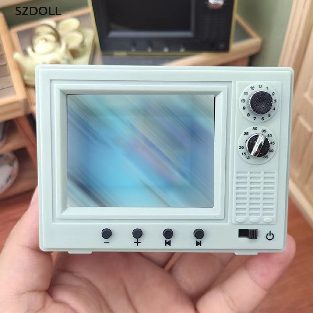 1:12 Doll house Mini playable TV USB charging toy ornament simulation toy  DOM