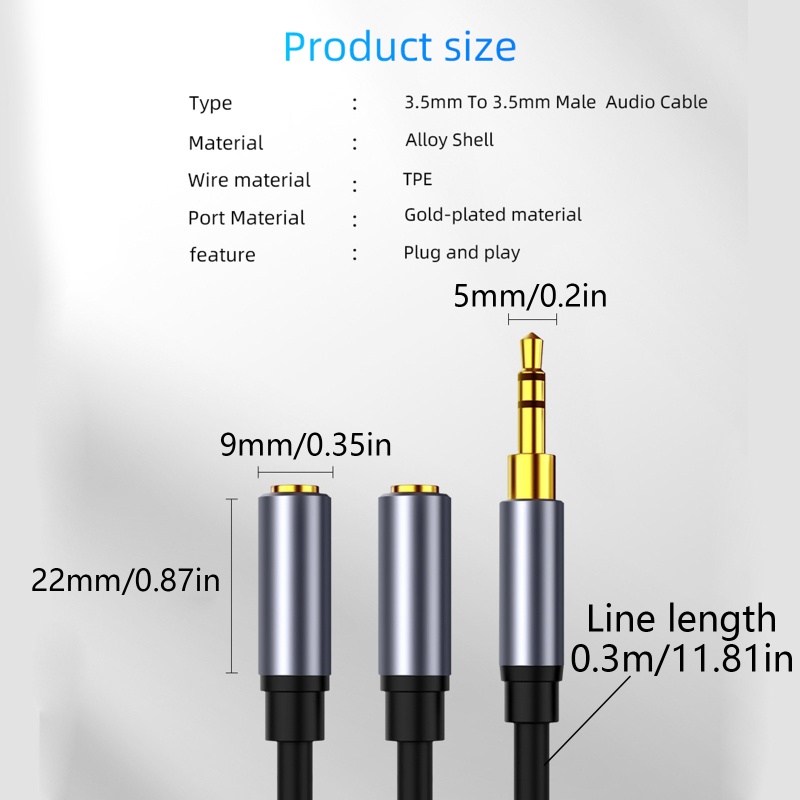 Cáp Chia Cổng 3.5mm Sang 2 Cổng 3.5 mm AUX Adap
