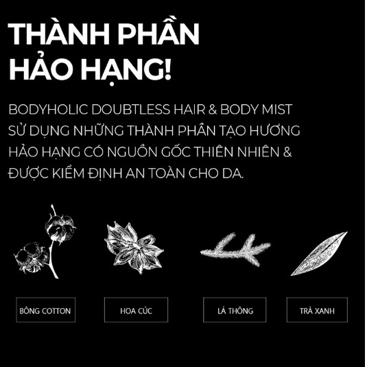 [Tặng kèm scrunchies]  Xịt thơm toàn thân - [BODYHOLIC] DOUBTLESS HAIR & BODY MIST | BigBuy360 - bigbuy360.vn