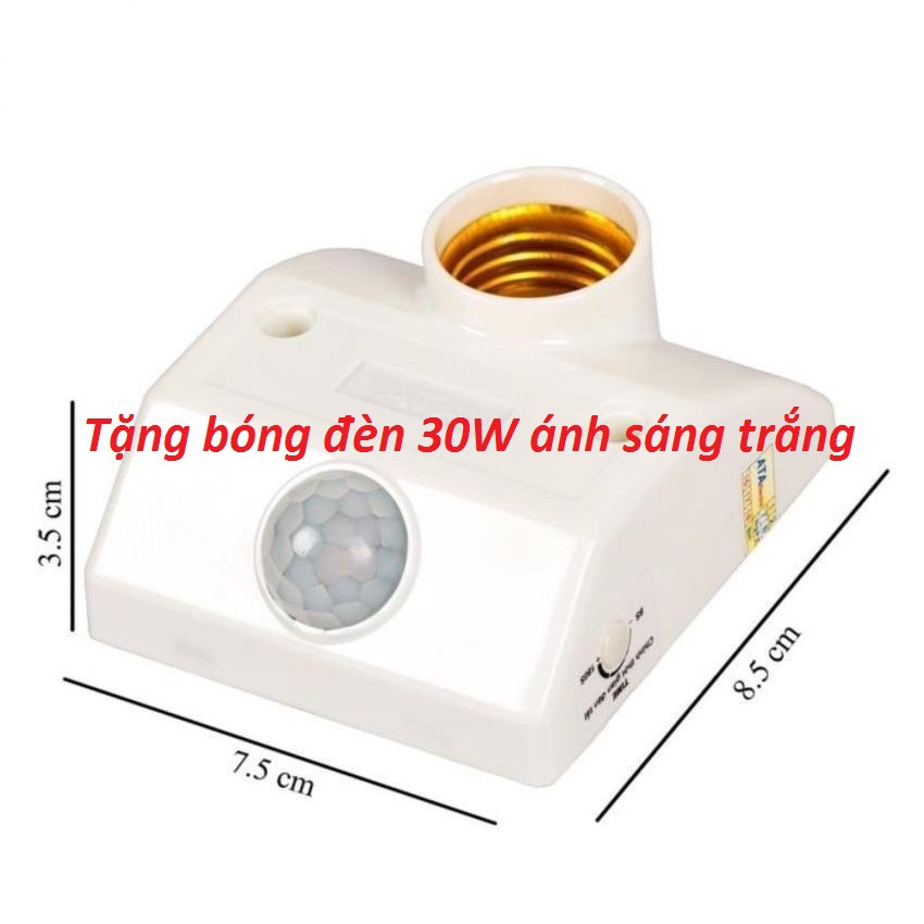 Sốc-Đuôi đèn cảm ứng hồng ngoại tặng bóng đèn 30w