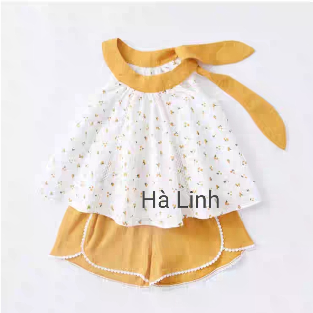 Bộ áo yếm đũi cho bé gái siêu  mát siêu dễ thương.