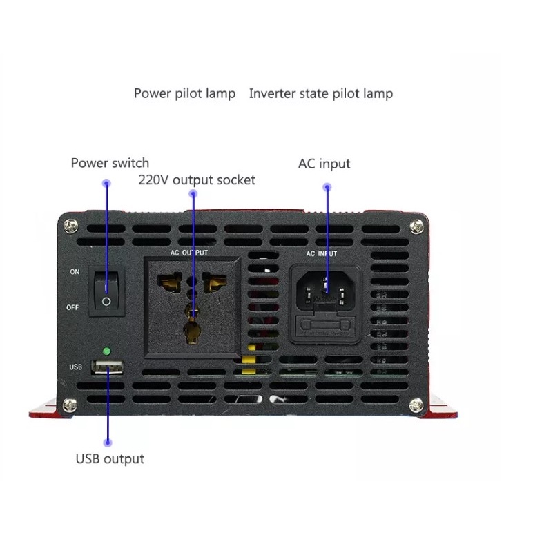 Bộ đổi điện Inverter Suoer 12v sang 220v sine chuẩn 1000W Đúng Công Suất FPC-1000CL Tích hợp sạc Điện lưới