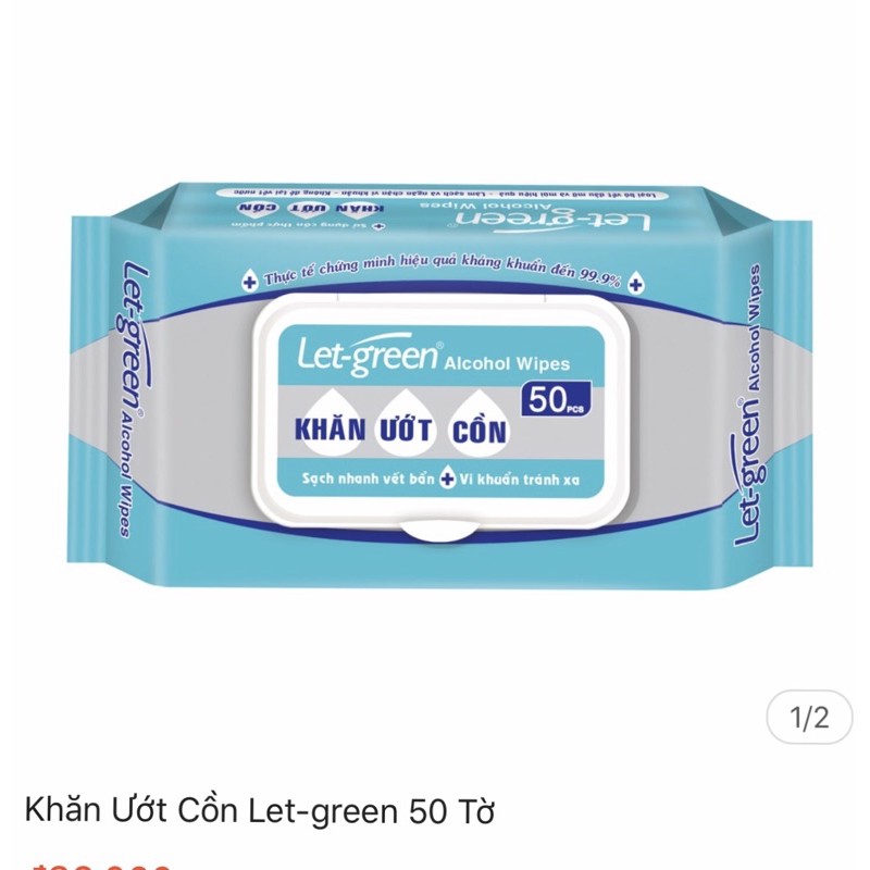 Khăn ướt cồn Let-Green 50 miếng