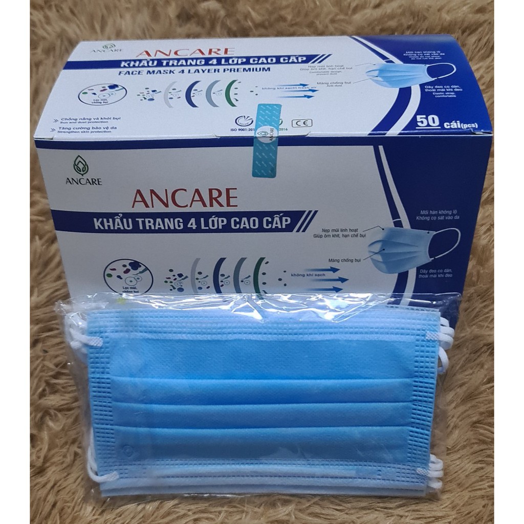 [ 🛵FREESHIP 🎡CHỨNG NHẬN FDA ] Khẩu Trang Y Tế 4 Lớp Cao Cấp Ancare Hộp 50c Kháng Khuẩn và Lọc Bụi Vượt Trội. | BigBuy360 - bigbuy360.vn
