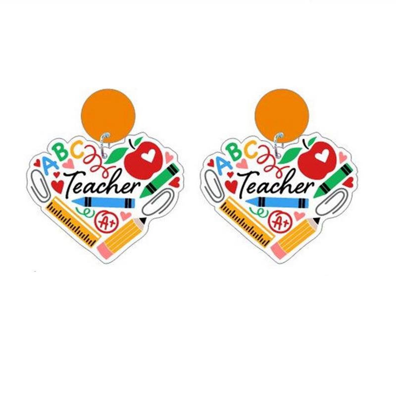 Khuyên Tai Acrylic Hình Quả Táo Màu Đỏ Cầu Vồng Dành Cho Nữ