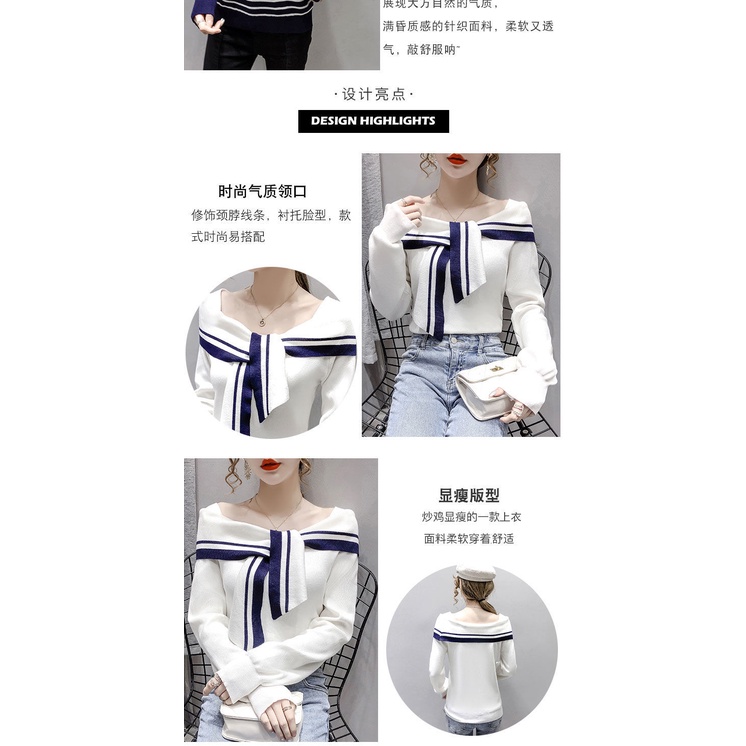 Áo sweater dệt kim một màu tay dài thời trang mùa thu quyến rũ cho nữ 2021