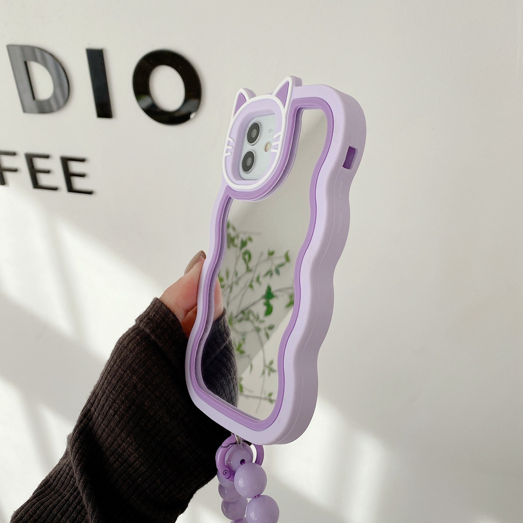 Ốp Điện Thoại Tráng Gương In Hình Mèo Cho Iphone 14 14pro Max11 Pro Max Xs Max X 12 Pro Max
