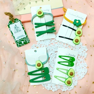 SET CỘT TÓC - KẸP TÓC QUẢ BƠ 3 HOẶC 4 MÓN ẢNH THẬT