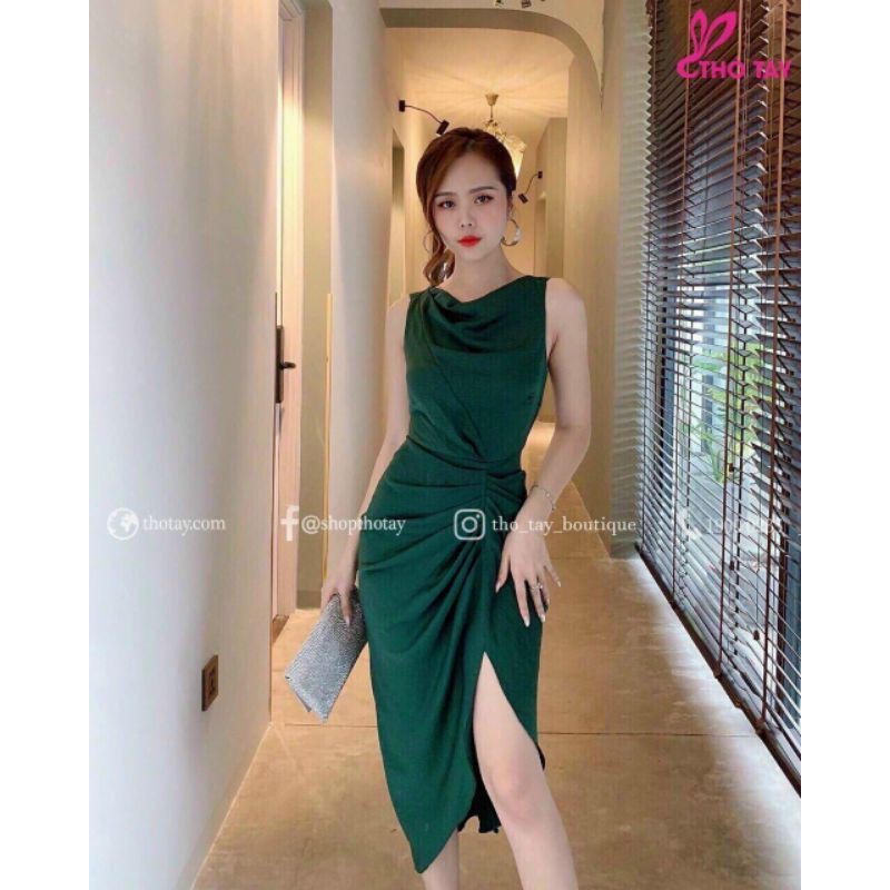 Hết hàng Đầm body cổ đổ xẻ tà thời trang