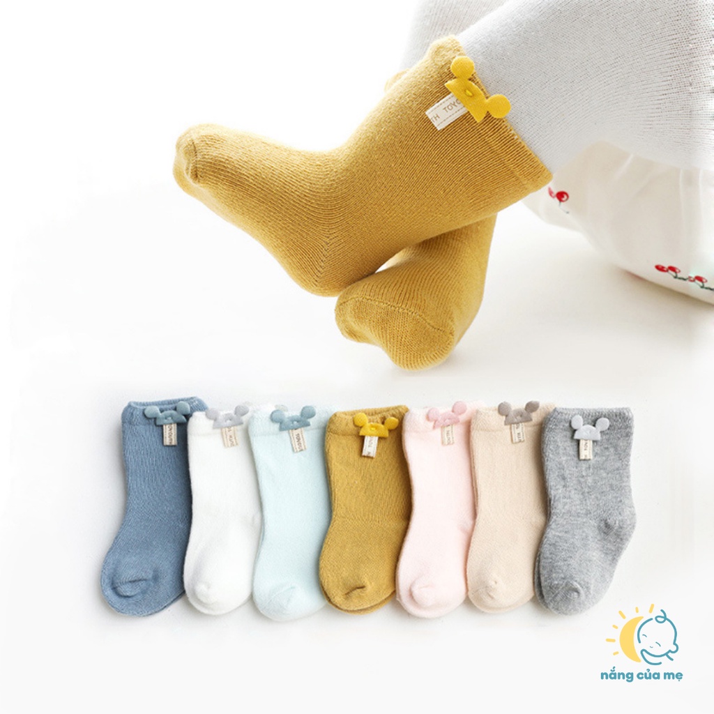 Set 7 đôi tất vớ cho bé sơ sinh đến 3 tuổi chất cotton mềm mại dày dặn, họa tiết chuột dễ thương - Nắng Của Mẹ_CHUOTDAY