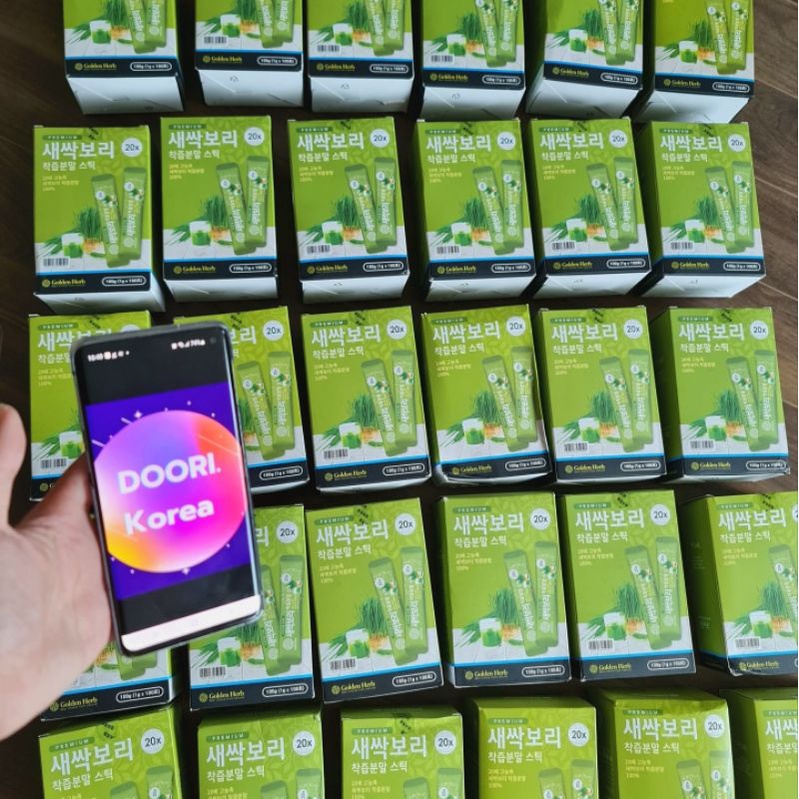 FULL HỘP 100 gói BỘT MẦM LÚA MẠCH NON HÀNG NỘI ĐỊA HÀN QUỐC GOLDEN HERB bill Hàn