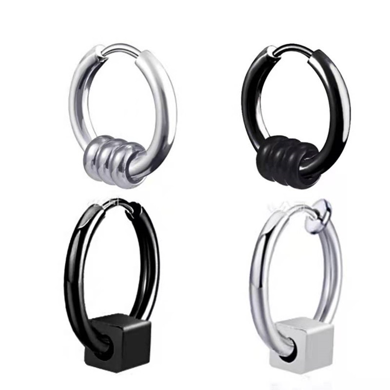 ( 1 chiếc ) 2 mẫu khuyên đơn giản 2 màu không đen không rỉ