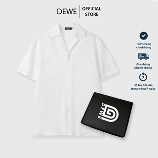 Áo sơ mi nam ngắn tay DEWE, vải đũi trơn thoáng mát, Màu Trắng - DEWE Cuban Basic Shirt