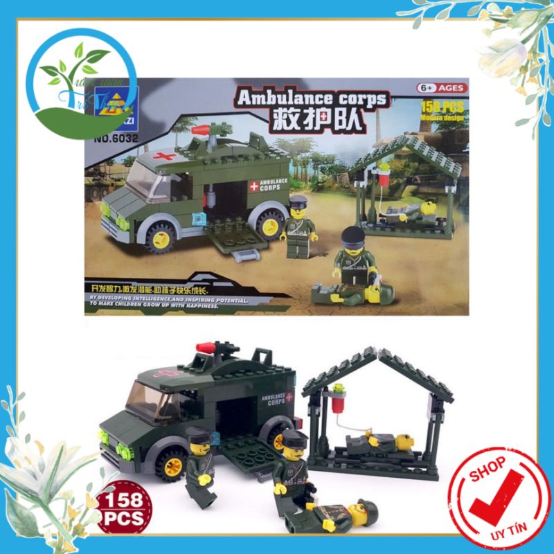 Đồ chơi xếp hình lắp ráp Lego Kaki 6032: Quân đoàn cứu thương (Cùng con)