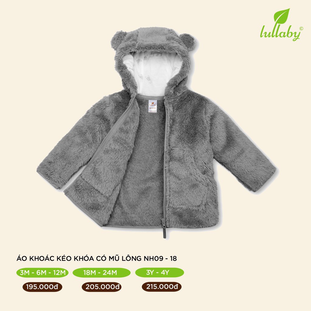 [Giảm giá] Áo khoác lông cừu tai gấu có mũ hãng LULLABY mềm mại ấm áp cho bé trai bé gái (ảnh thật)