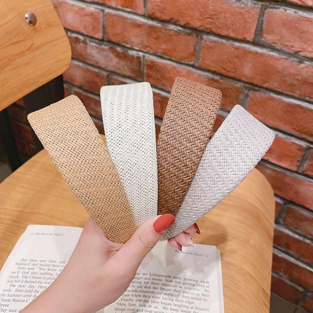 Băng Đô Cài Tóc Bản Rộng Màu Trơn Thanh Lịch Cho Nữ