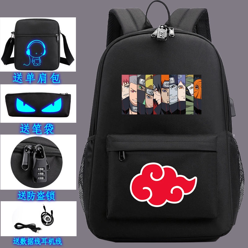 Balo Đi Học In Hình Naruto Độc Đáo✅Ba Lô Chống Thấm Nước Nhiều Lớp In Họa Tiết Uzumaki Naruto Uchiha Sasuke Haruno Sakura