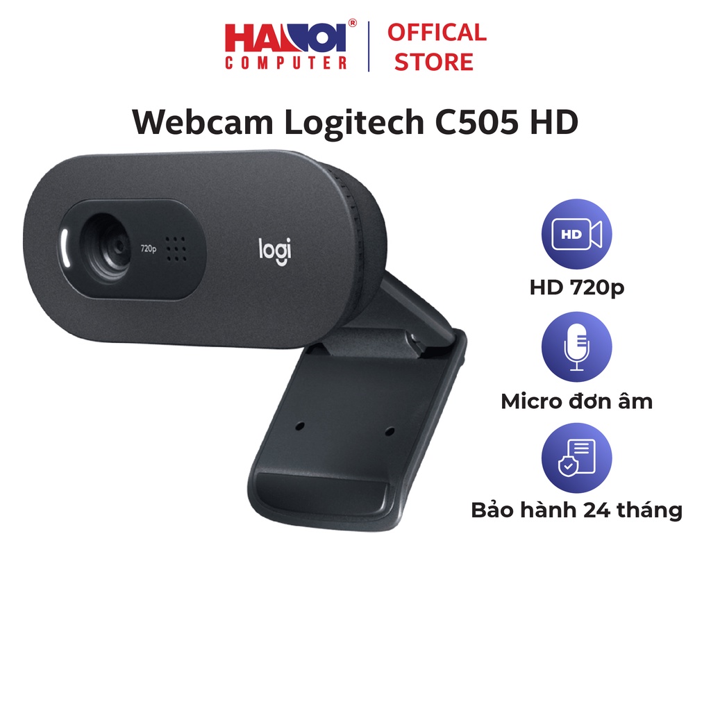 Webcam Logitech C505 HD 720p/30fps, âm thanh rõ ràng, dây 2m mở rộng các thiết lập