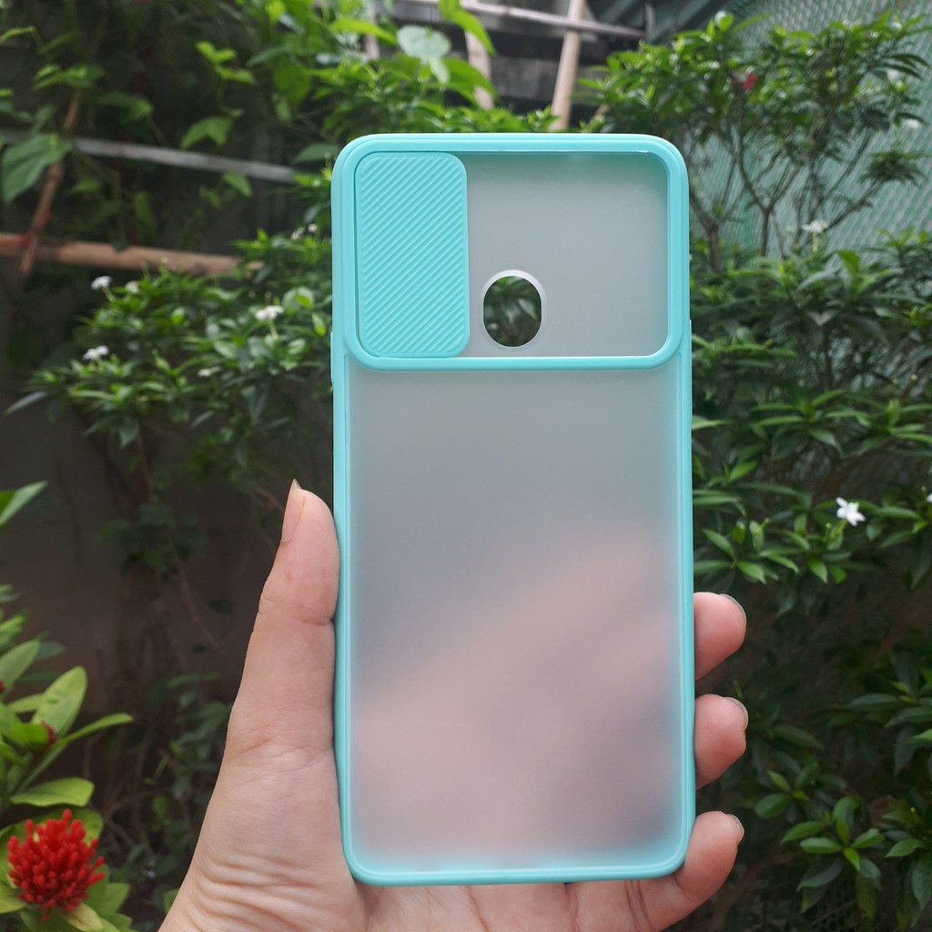 Ốp Samsung A20s màu xanh ngọc có nắp bảo vệ camera (không in hình)